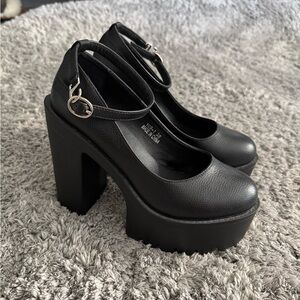 Black Platform Mary Jane Shoes